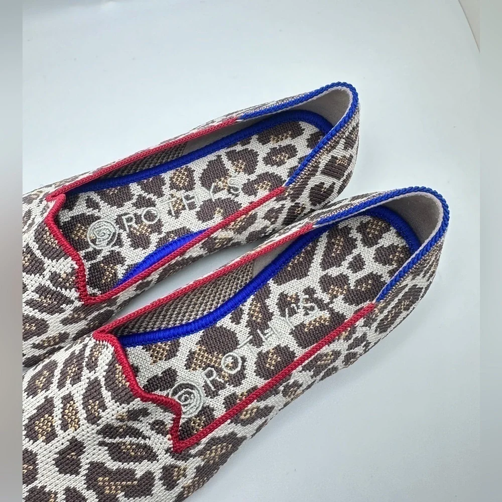 NEW Rothy’s Loafer Flats Mocha Spot Big Cat Animal Print Comfort Shoes Sz 5